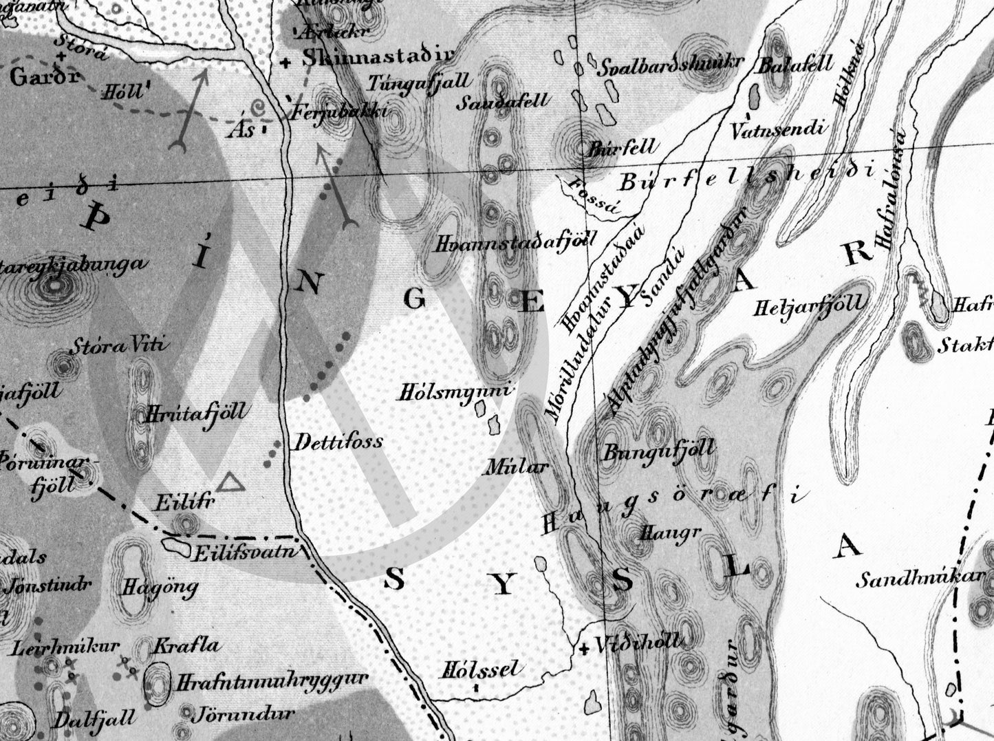 Íslandskort 1901 svarthvítt