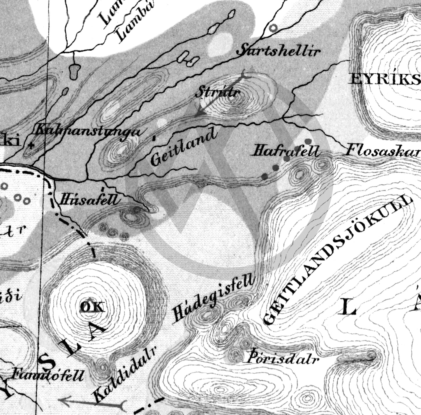 Íslandskort 1901 svarthvítt