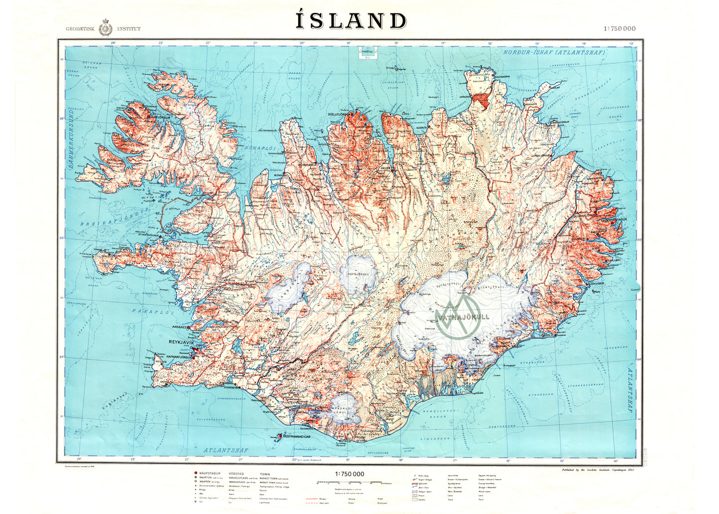 Íslandskort 1945